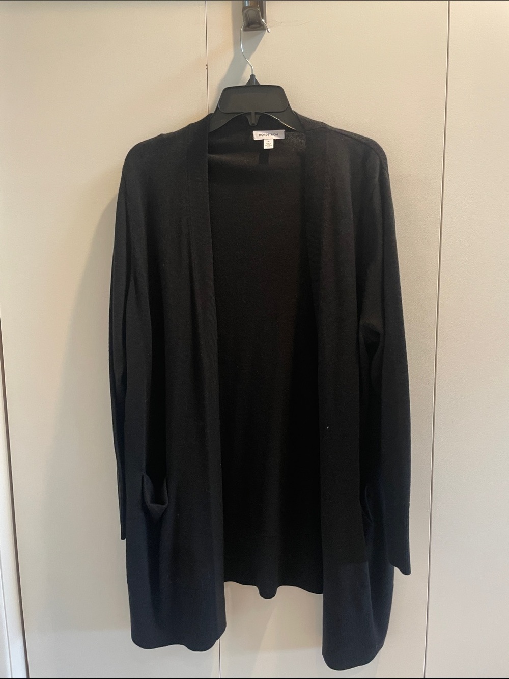 Nordstrom Open Front Long Black Cardigan